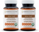 Tribe 야생 Yam 캡슐의 비밀 1000 mg 책임감있게 농업 USDA 유기 야생 Yam (Dioscorea Villosa) 말린 뿌리, 호르몬 지원 보충교재 (2x60 캡슐)