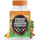 Turmeric Moringa Supplement | Ginger, Boswellia, Saffron, Ceylon Cinnamon, Quercetin, Tart Cherry- 120 카운트 여성과 남성을위한 Holy Basil- 합동 지원 보충교재