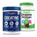 Orgain Creatine Monohydrate 분말 (17.64 Oz, 100 서빙) & 유기 Vegan 초콜릿 판자 단백질 분말 (2.03 lb) 번들 - 식물 기반 단백질 및 근육 지원