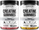 Jacked Factory Creatine Monohydrate Gummies 5g Daily Dose (1g 당 Gummy) - 남성과 여성, Vegan-Friendly, 여행 - 친구, 세 번째 파트 테스트 - 150 Gummies, 수박 & 레몬