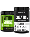 Jacked Factory Nitrosurge Pre-Workout & Creatine Monohydrate - 근육 성장을 위한 크레아틴을 가진 전 운동 분말, 증가된 힘, 끝없는 에너지 - Arctic 백색 Preworkout & Unflavored Creatine