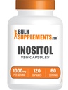 BulkSupplements.com Inositol 캡슐 - 비타민 B8, 전반적인 웰빙을위한 Inositol 1000mg - 글루텐 무료, 서빙 당 2 캡슐, 120 개 (팩 1)