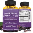 비타민 C와 아연 (120 캡슐)를 가진 Viva 자연적인 Elderberry - 1000mg Sambucus Elderberry Immune 지원 보충교재, 성인을 위한 까만 Elderberry 캡슐, Elderberry 비타민 - 2 달 공급