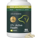 VetriScience 27+ 활동적인 건강 Chewable 정제, Puppies와 성숙한 개를 위한 Canine 플러스 매일 Multivitamin, 균형이 잡힌 비타민, 무기물 및 산화 방지제, 건강 및 웰빙 지원, 오리, 90 조사