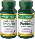 Nature 's Bounty Lactobacillus Acidophilus Probiotic Supplement - 여성 / 남성 소화 건강을위한 매일 Probiotic, 100 백만 Organisms, 채식주의, 일 당 1 서빙, 120 정제, (팩 2)