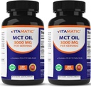 Vitamatic 2 팩 MCT 기름 캡슐 서빙 당 3000 mg - 180 Softgels - 코코넛 오일 - 55% caprylic 산 C8 및 40% capric 산 C10 (총 360 Softgel)를 포함합니다