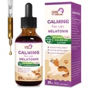 Cat Melatonin Natural Calming Drops, 지원 Falling Asleep & Healthy Sleep, L-Theanine, Valerian, Catnip, Passion Flower 및 Chamomile을 가진 초본 추출물 Relaxation 보충교재. 2개 oz
