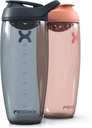 Promixx Pursuit Protein Shaker Bottle (32 oz) - Silent No-Ball 믹서, 누출 방지 뚜껑, BPA / BPS 및 Phthalate-Free ECOZEN - 단백질 쉐이크, Pre & Post-Workout 스무디를위한 쉬운 청소 셰이커 컵