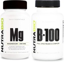 NutraBio B-100 B 비타민 복합체 및 반응 마그네슘 보충 번들 - 비타민 보충 번들 면역 체계, 뼈 건강, 건강한 머리, 피부 및 못을 가진 도움 할 수 있습니다