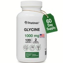 PRISTINE의 글리신 1000MG 아미노산 수면 지원 보충교재 캡슐 - 60 일 공급 - 근육 회복, 교원질 & Kidney 지원 보충교재 - Vegan, 비 GMO, 글루텐 자유로운