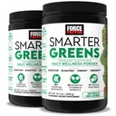 Force Factor Smarter Greens Daily Wellness Powder 2-Pack to Support Energy, Immunity & Digestion, Superfood Greens Powder with Vitamins, Minerals & Probiotics, Unflavored, 60 서빙