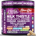 Clean Nutra Organic Milk Thistle Supplement | Liver Cleanse Detox & Repair + NAC Choline Dandelion Root TUDCA Artichoke Beet Root Burdock Holy Basil Kidney & Liver Support 90 Vegan 캡슐