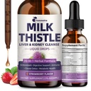밀크 이틀 추출 액체 드롭 Liver Cleanse Detox & Repair, 35-IN-1 Kidney Support Supplement with Artichoke & Dandelion for Urinary Tract, Bladder, Vegan, Non-GMO, Strawberry flavor, 2 FL OZ