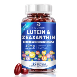 Lutein과 Zeaxanthin 보충교재 - AREDS 2 Plus+ 눈 비타민, 비타민 C, E, 아연, Omega-3 & CoQ10를 가진 40 mg Lutein & 8 mg Zeaxanthin 파란 빛 보호, 눈 건강 지원 - 150 Softgels