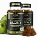 Soursop 잎 & Soursop 과일 Gummies - 3000mg Soursop 추출물 - 2 팩 Graviola 보충교재 - Soursop 과일과 잎 - 120ct - 설탕 자유로운 - 글루텐 자유로운 - 비 GMO - Vegan 친절한