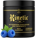 Ambrosia Kinetic 유기 Preworkout, 버섯 강화 천연 사전 운동 보충, 에너지를위한 Nootropic Superfood 분말 (블루 라즈베리)