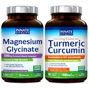 Innate Vitality Magnesium Glycinate & Turmeric 번들, 높은 흡수, 합동, 근육 & Nerve 건강, 까만 고추 추출물, 뭉치 & 저장, 120의 캡슐 & 90의 캡슐