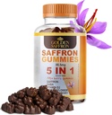GOLDEN SAFFRON, Saffron Gummies는 88.5 mg을 포함합니다. 순수한 Saffron 추출물 + GABA, 비타민 D2, 열정 꽃 및 St. John 's Wort, Holistic Wellness, Cherries 풍미 Vegan