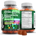Digestive Health Gummies & L-Glutamine for Gut Health Bromelain Apple Pectin Inulin FOS Plant based Vegan Gummy Vitamins