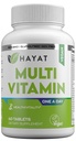 HAYAT 비타민 Vegan 자연적인 Multivitamin, 비타민 A를 가진 매일 비타민, C, D, E, B1, B2, B3, B6, B12, Biotin, 아연 및 더 많은 것, 2 달 공급, 미국에서 만드는 모든 자연적인 증명된 Halal, 60의 정제