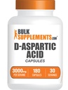 BulkSupplements D-Aspartic 산성 캡슐 - 남성 및 여성을위한 DAA 보충, D-Aspartic 산 3000mg - Unflavored & Soy 무료, 서빙 당 6 캡슐, 180 캡슐 (팩 1)