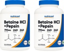 Nutricost 베타인 HCl + Pepsin 790mg, 240 캡슐, 2 병 (480 캡슐)