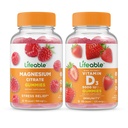 Lifeable 마그네슘 + 비타민 D 5000 IU, Gummies 번들 - 훌륭한 타스팅, 비타민 보충, 글루텐 무료, GMO 무료, Chewable Gummy
