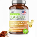 순수성 실험실 CLA는 4500MG를 보충합니다 - 비 GMO Safflower 기름 - 에너지, 체중 감소, 심장 건강 및 근육 건강을 지원합니다 - 180 소프트 젤