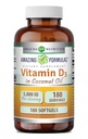 Amazing Formulas Vitamin D3 with Coconut Oil Supplement | 5000 IU Per 서빙 | 180 Softgel | Non-GMO | 글루텐 프리 | 미국