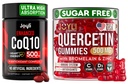 Bromelain 및 CoQ10 500mg 번들이있는 Quercetin - 120 Coenzyme Q10 Softgels + 60 Sugar-Free Quercetin Gummies 아연, 비타민 C 및 D3 - 면역, 심장 및 에너지 지원 - 미국 Made Supplements