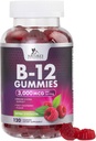 B12 비타민 에너지 Gummies 3000 mcg - Metabolism & Immune 체계 지원을 위한 여분 힘 B 12 거미 - 성인 & 아이 카페인 자유로운 거미 비타민 - 120 Gummies를 위한 Chewable 규정식 B12 보충교재