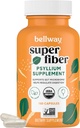 Bellway 슈퍼 섬유 캡슐 - USDA 유기 Psyllium Husk 캡슐 - 소화 건강 및 정기적 인 식물 - 식물 기반, Non-GMO, Kosher - 160 캡슐