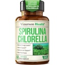 유기 Spirulina와 Chlorella 캡슐 - Immune, 산화 방지제 및 에너지 지원을 위한 Chlorella 분말을 가진 Spirulina 캡슐. 영양이 풍부한 슈퍼 그린. Vegan & Non-GMO. 제 3 자 시험. 60의 모자