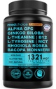 Caffeine Anhydrous를 가진 12에서 1 Nootropic 뇌 보충교재: 뇌 지원, 기억 및 초점을 위한 Ginkgo Biloba - B12, 알파 GPC, L Theanine 및 Choline는 1321mg (60ct)를 가진 Bioperine를 가진 보충교재를 보충합니다