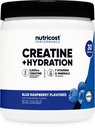 Nutricost Creatine Monohydrate + Hydration 블루 라즈베리 맛 (30 인분) - 7 비타민 & 미네랄, 5000mg의 크레아틴 1 인분