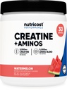 Nutricost 크레아틴 + 아미노산 30 서빙 (수박 맛) - 5,000mg 크레아틴 Monohydrate + 5000mg 아미노산 BCAA 혼합