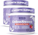 ColonSweep - Strawberry는 Probiotic Psyllium Husk Powder Colon Cleanser, 7.8 oz를 향했습니다. Gut Health용 섬유 보충 지원 - Bloating Relief & Detox- 30 서빙 (패킹 2)