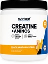 Nutricost 크레아틴 + 아미노산 30 서빙 ( 복숭아 망고 맛) - 5,000mg 크레아틴 Monohydrate + 5000mg 아미노산 BCAA 혼합