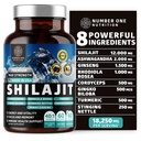 여성과 남성용 Pure Himalayan Shilajit [50% Fulvic Acid] Ashwagandha, Ginseng, Turmeric, Gingko Biloba, Sting Nettle, Energy & Immunity, 60Caps를 지원하는 Cordyceps보다 더 나은