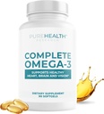 PUREHEALTH RESEARCH 완전한 오메가 3 물고기 기름 Softgels - 오메가 3 지방산 보충교재 EPA DHA 보충교재 - 비 GMO- 90 연약한 젤
