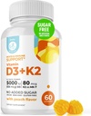 DR. MORITZ 비타민 D3 Gummies (5000 IU) K2 - 성인과 어린이 - 면역 지원 및 뼈 건강을위한 비타민 D3 K2 Gummies - Vegan, 설탕 무료, 글루텐 무료 (60 개)