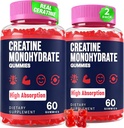여성 & 남자, 타우린 & B6, 최대 힘 & 근육 성장을 위한 Chewable Creatina 전 운동 Gummies, 에너지, 내구시간, 남자 & 여자를 위한 크레아틴을 위한 Creatine Monohydrate Gummies - 2개의 병