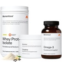 Momentous 3 - 크레아틴 Monohydrate 분말 (30의 서빙), 잔디 먹은 Whey 단백질 분말 (Vanilla) & Omega-3 물고기 기름 1600mg - 힘, 성과 & Lean 근육 회복을 위한 매일 필수