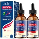 TUDCA Liver Support Drops 1800mg - Bile Salts, NAC, Schisandra 및 Dandelion, Liver Detox 및 Repair와 강력한 Liver 보충 - 빠른 흡수, 설탕 - 무료, 알코올 - 4 Fl.Oz