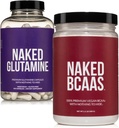 NAKED Unflavored BCAAs 100 Sevings + 순수한 L 글루타민 240 캡슐 뭉치: 비 GMO, 글루텐 자유로운, 근육 회복, 인공 없음