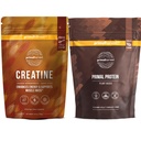 Primal Creatine Powder + Chocolate Protein Vegan Powder Bundle | 2-Pack | 근육 강화 회복 및 연료 성능 | 30 서빙 각