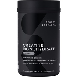 스포츠 연구 크레아틴 Monohydrate - 이익 Lean 근육, 성과와 힘 및 지원 운동 회복을 개량하십시오 - 5개 g Micronized 크레아틴 - 35.27 oz