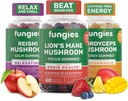 Fungies Mushroom Gummy 3-Pack 번들, Lion's Mane, Cordyceps & Reishi Gummies for Adults - 버섯 Gummies 지원 뇌 건강, Gut 건강, 에너지 및 일일 웰빙 - 180 서빙