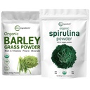 마이크로 성분 유기 Spirulina 분말 1lb & 유기 Barley 잔디 분말 16oz 뭉치 2 팩 | 익지않는 Superfood | Vegan 단백질, 섬유, 무기물, & 비타민에서 부유한