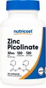 Nutricost 아연 Picolinate 30mg, 120 캡슐 - 글루텐 무료 및 비 GMO